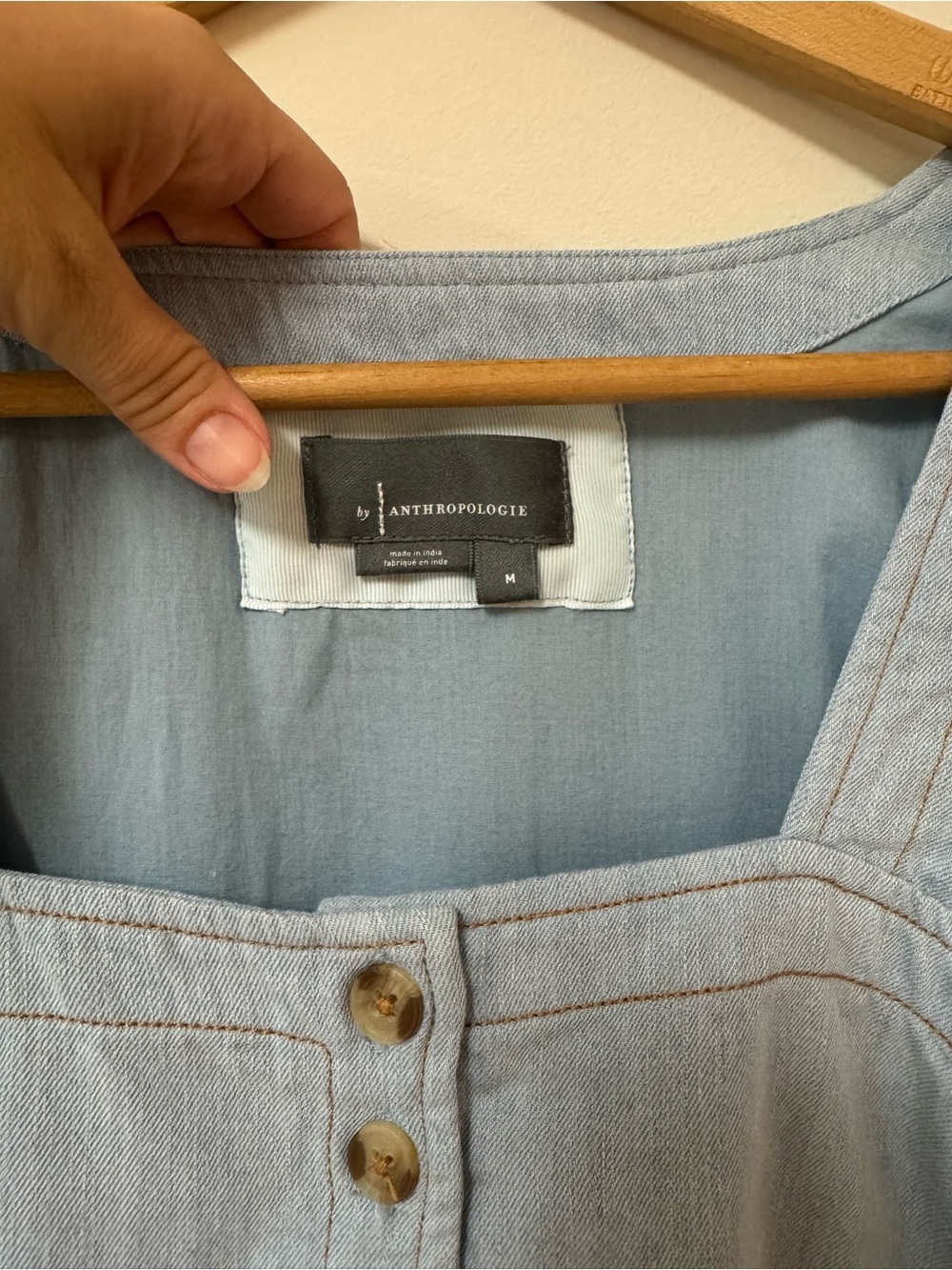 By Anthropologie Long-Sleeve Square-Neck Denim Babydoll Mini Dress - Picture 3 of 5